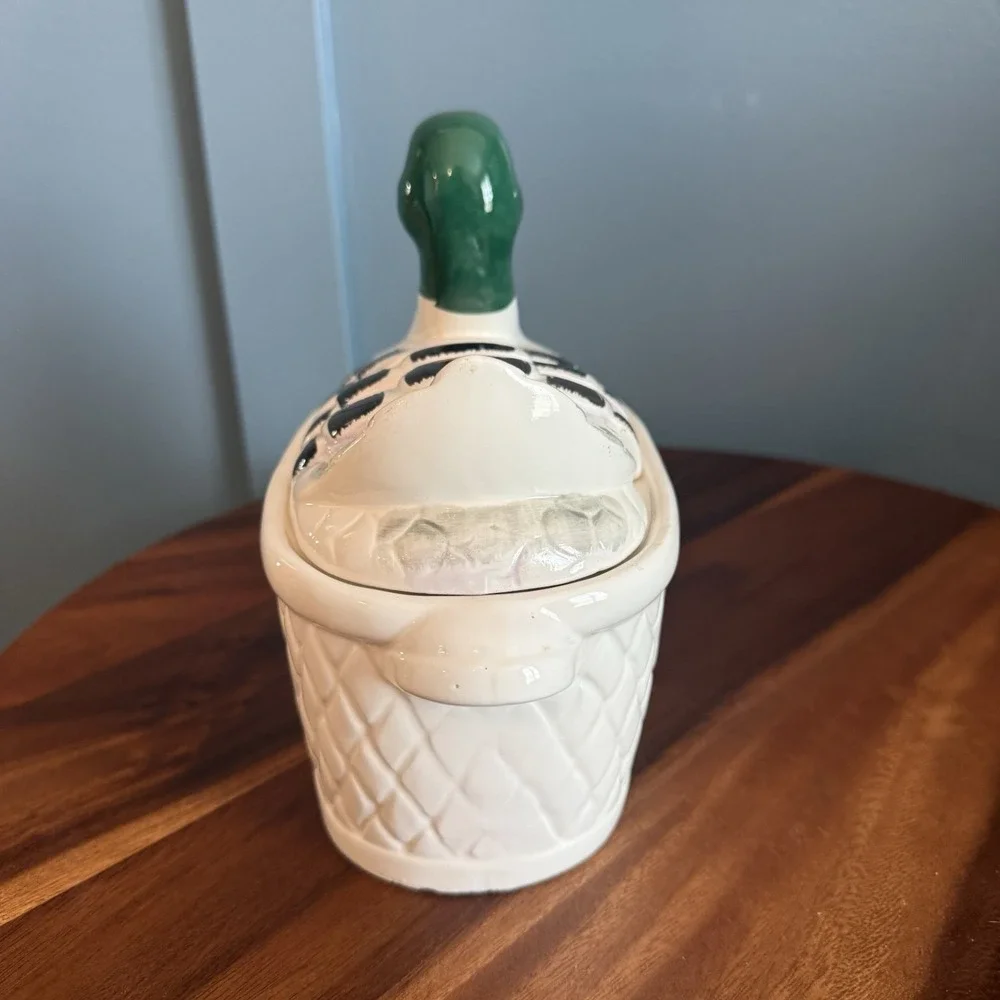 Vintage Duck on a Basket Tureen Ceramic‎ Mallard Cottagecore Farmhouse Japan